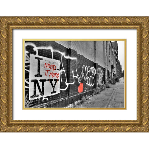 I Need it More NY Gold Ornate Wood Framed Art Print with Double Matting by Terrible, Aurelien