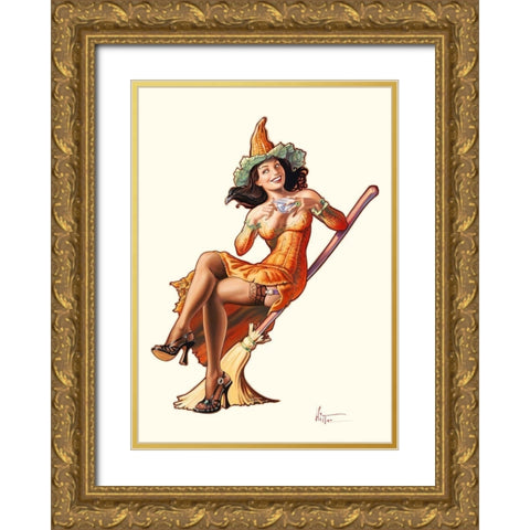 Le The de la sorciere Gold Ornate Wood Framed Art Print with Double Matting by Hitte, Patrick
