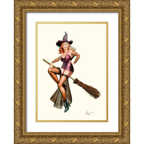 Chouette sorciere Gold Ornate Wood Framed Art Print with Double Matting by Hitte, Patrick