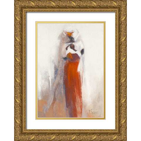 Silhouettes Africaines V Gold Ornate Wood Framed Art Print with Double Matting by Parise, Chantal