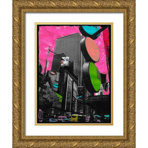 Times Square Gold Ornate Wood Framed Art Print with Double Matting by Simonutti, Riccardo