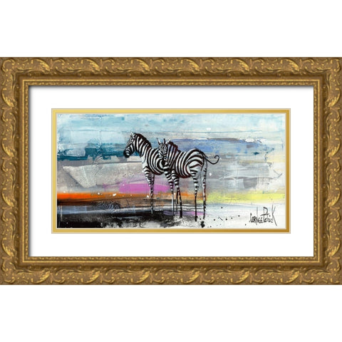 Zebra Gold Ornate Wood Framed Art Print with Double Matting by Cornee, Patrick
