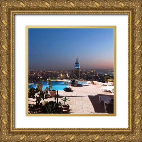 Beautiful View of New York Gold Ornate Wood Framed Art Print with Double Matting by MN.FF