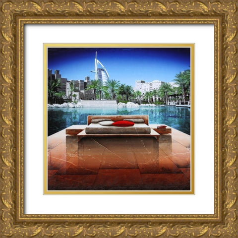 Beautiful View of Dubaï Gold Ornate Wood Framed Art Print with Double Matting by MN.FF