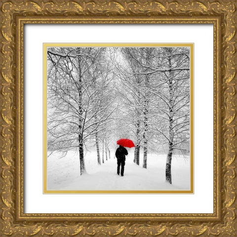 Der einsame Weg Gold Ornate Wood Framed Art Print with Double Matting by Steger, Uwe