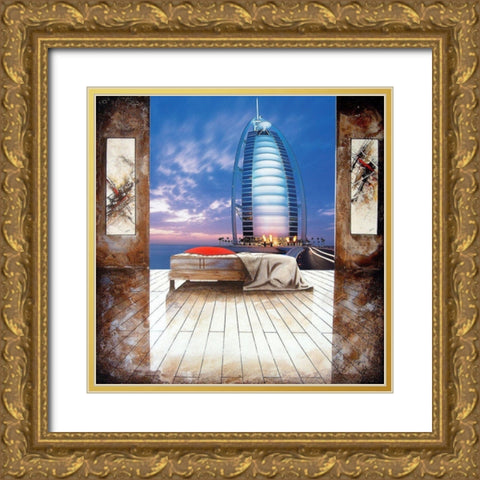 Nous deux a Doubai Gold Ornate Wood Framed Art Print with Double Matting by MN.FF