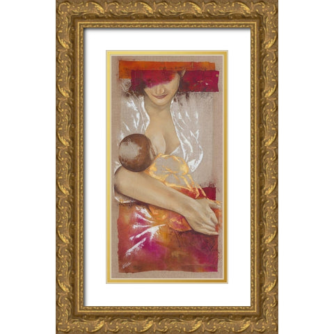 Maternite Gold Ornate Wood Framed Art Print with Double Matting by Cadoret, Virginie
