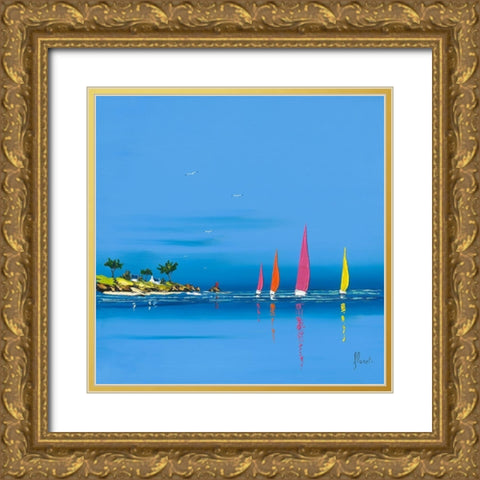 Jour de regate I Gold Ornate Wood Framed Art Print with Double Matting by Flanet, Frederic