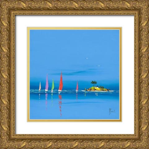 Jour de regate II Gold Ornate Wood Framed Art Print with Double Matting by Flanet, Frederic
