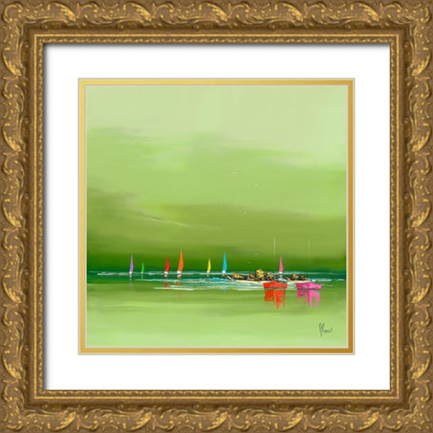 Avant l orage Gold Ornate Wood Framed Art Print with Double Matting by Flanet, Frederic