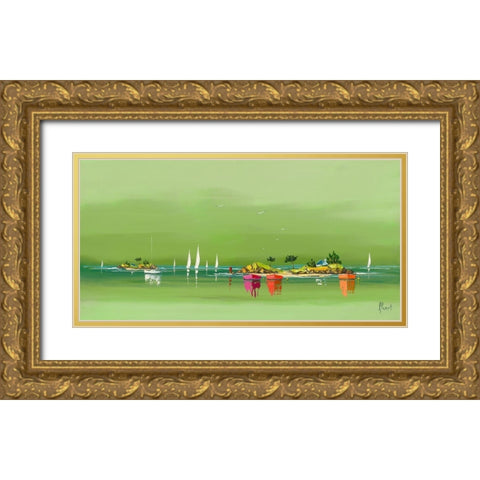 Petite brise Gold Ornate Wood Framed Art Print with Double Matting by Flanet, Frederic