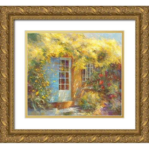 Petit paradis Gold Ornate Wood Framed Art Print with Double Matting by Messely, Johan