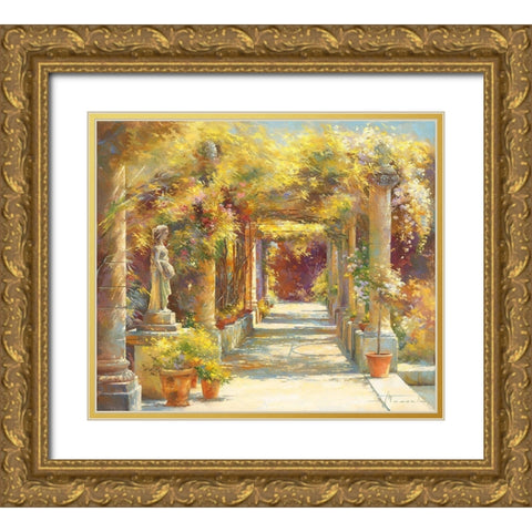 La pergola de l abbaye Gold Ornate Wood Framed Art Print with Double Matting by Messely, Johan