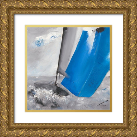 Voile bleue II Gold Ornate Wood Framed Art Print with Double Matting by Allaire, Lydie