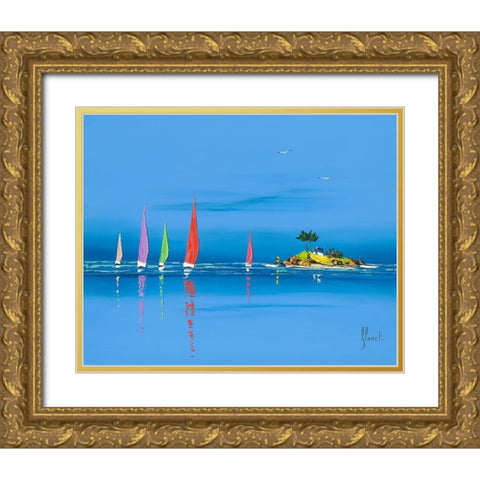 Jour de regate II Gold Ornate Wood Framed Art Print with Double Matting by Flanet, Frederic