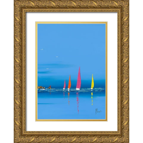 Jour de regate I Gold Ornate Wood Framed Art Print with Double Matting by Flanet, Frederic