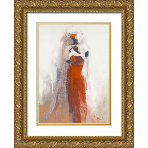 Silhouettes Africaines V Gold Ornate Wood Framed Art Print with Double Matting by Parise, Chantal