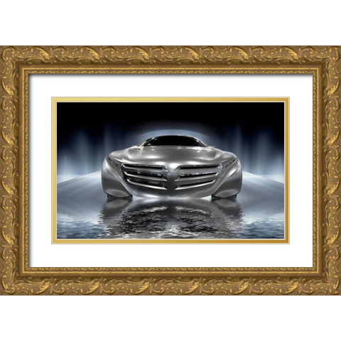 Car Collection Water Gold Ornate Wood Framed Art Print with Double Matting by Hillert, Peter