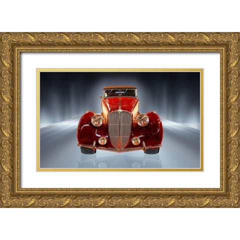Car Collection 8 Gold Ornate Wood Framed Art Print with Double Matting by Hillert, Peter