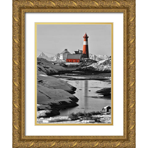 Leuchtturm Hamaro Gold Ornate Wood Framed Art Print with Double Matting by Fischer, Rolf