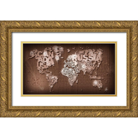 Nautical Gold Ornate Wood Framed Art Print with Double Matting by Mikael D. Design
