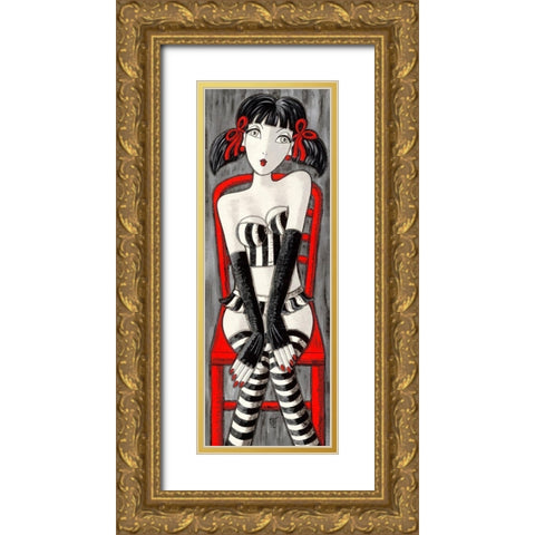 Brune aux couettes Gold Ornate Wood Framed Art Print with Double Matting by MIROTA