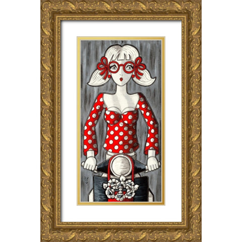 Petite Vespa Gold Ornate Wood Framed Art Print with Double Matting by MIROTA