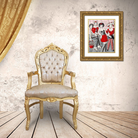 Les demoiselles Gold Ornate Wood Framed Art Print with Double Matting by MIROTA