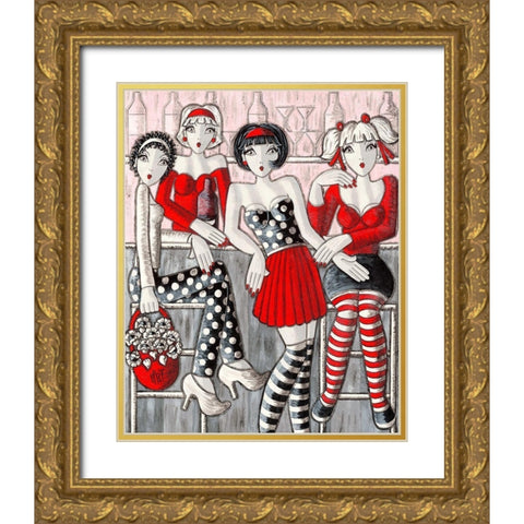 Les demoiselles Gold Ornate Wood Framed Art Print with Double Matting by MIROTA
