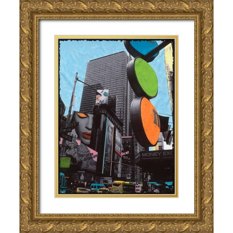 2-Times Square Gold Ornate Wood Framed Art Print with Double Matting by Simonutti, Riccardo