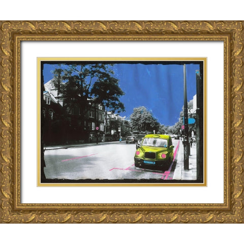 Yellow Cab Gold Ornate Wood Framed Art Print with Double Matting by Simonutti, Riccardo