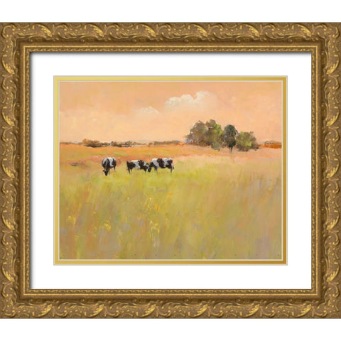 Three Cows Gold Ornate Wood Framed Art Print with Double Matting by Groenhart, Jan