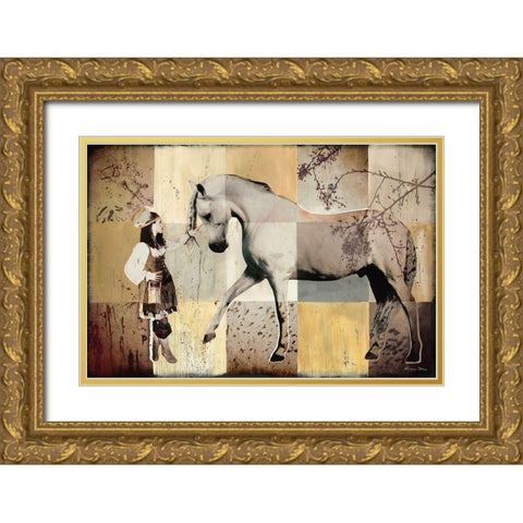 Pferdeflusterin Gold Ornate Wood Framed Art Print with Double Matting by Shirin Donia