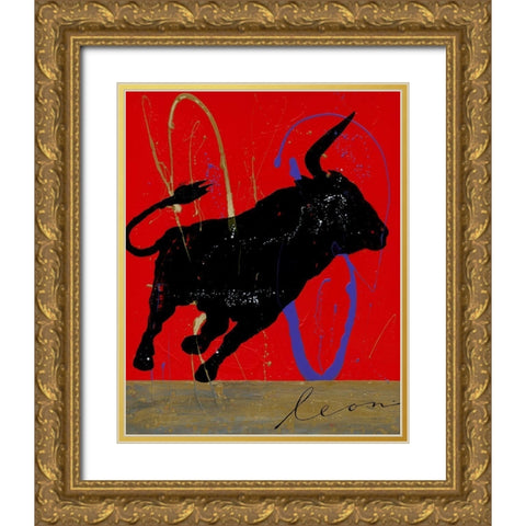 Fiesta del Toro Gold Ornate Wood Framed Art Print with Double Matting by Bosboom, Leon