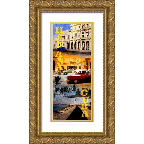 Habana Cuba Gold Ornate Wood Framed Art Print with Double Matting by Carlson, Don