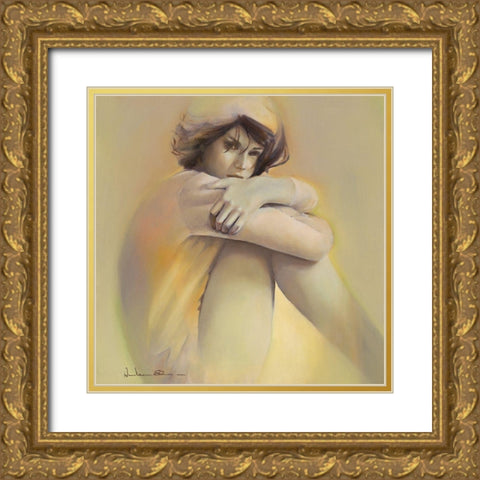 a l ecoute Gold Ornate Wood Framed Art Print with Double Matting by Amrhein, Elvira