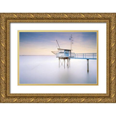 On the Boat Gold Ornate Wood Framed Art Print with Double Matting by Bertrande, Arnaud