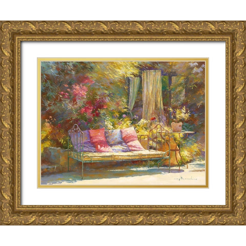 Repos au regalido Gold Ornate Wood Framed Art Print with Double Matting by Messely, Johan