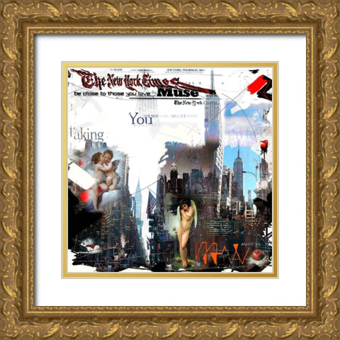 eternel Saint Valentin Gold Ornate Wood Framed Art Print with Double Matting by MN.FF