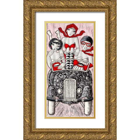 Ma petite auto Gold Ornate Wood Framed Art Print with Double Matting by MIROTA