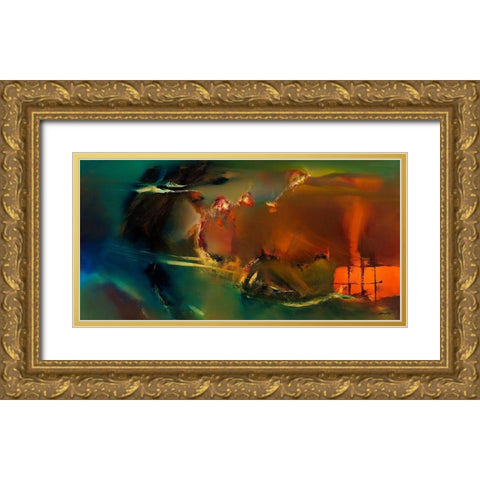 Northern Breeze Gold Ornate Wood Framed Art Print with Double Matting by ARVEE