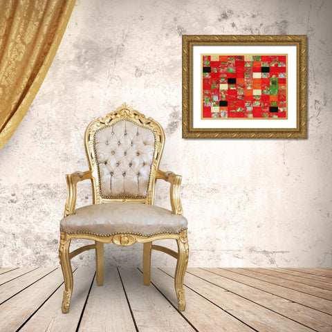 China Red Gold Ornate Wood Framed Art Print with Double Matting by Fahar
