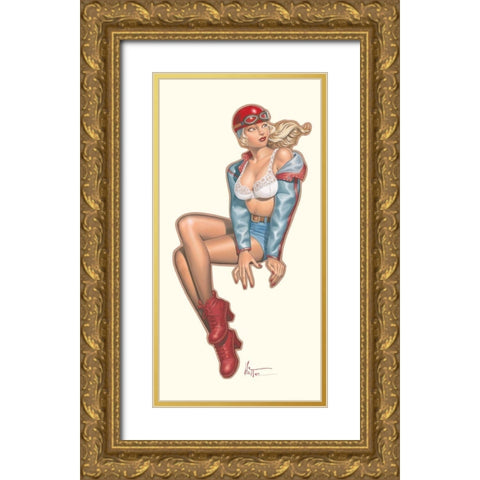 Cafe Racer Gold Ornate Wood Framed Art Print with Double Matting by Hitte, Patrick