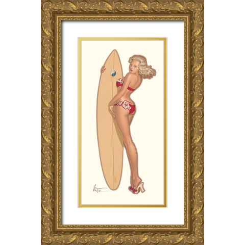 Pauline a Hawai Gold Ornate Wood Framed Art Print with Double Matting by Hitte, Patrick