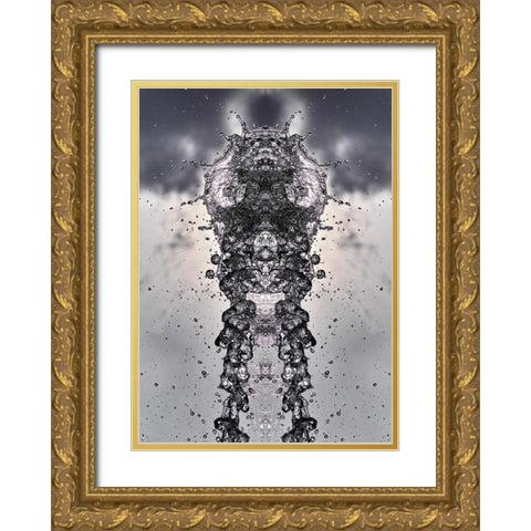 Splashhead Gold Ornate Wood Framed Art Print with Double Matting by NUPHO