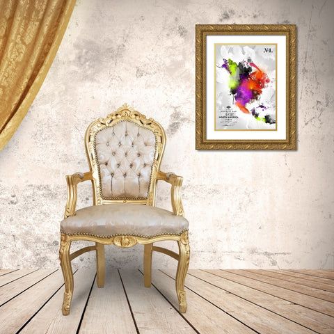 Abstract America-No. 1 Gold Ornate Wood Framed Art Print with Double Matting by Mikael D. Design