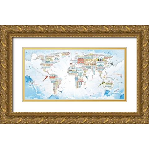 World of Life-In Heaven Gold Ornate Wood Framed Art Print with Double Matting by Mikael D. Design
