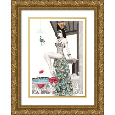 Swimmingpool Gold Ornate Wood Framed Art Print with Double Matting by Horwath, Sara