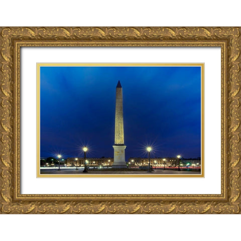 Place de la Concorde by Night Gold Ornate Wood Framed Art Print with Double Matting by Bertrande, Arnaud