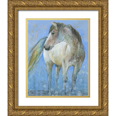 Horse Gold Ornate Wood Framed Art Print with Double Matting by Botman, Loes